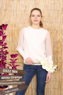 PULL COL ROND MANCHES TULLE € 59,99