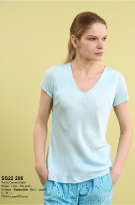 T-SHIRT	COL	V DEVANT SATIN € 39,99